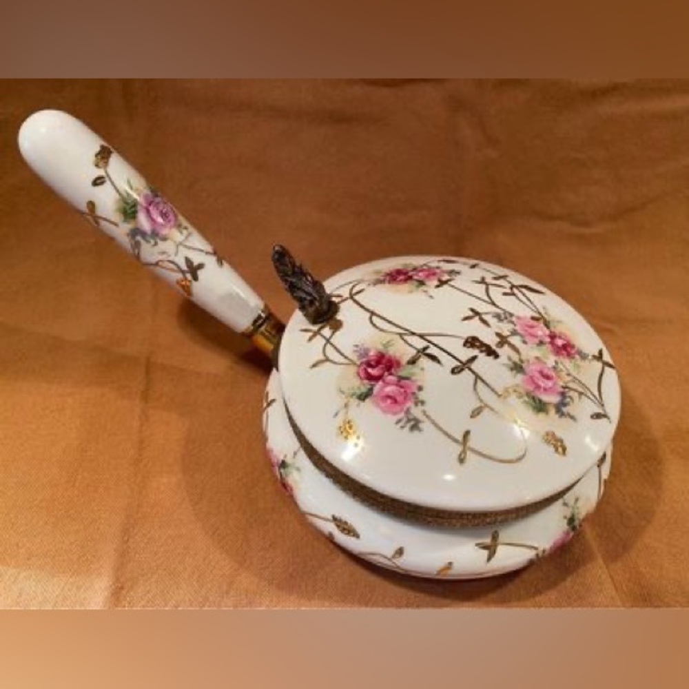 Vintage Porcelain Butler With Gold Foil And Brass Fittings